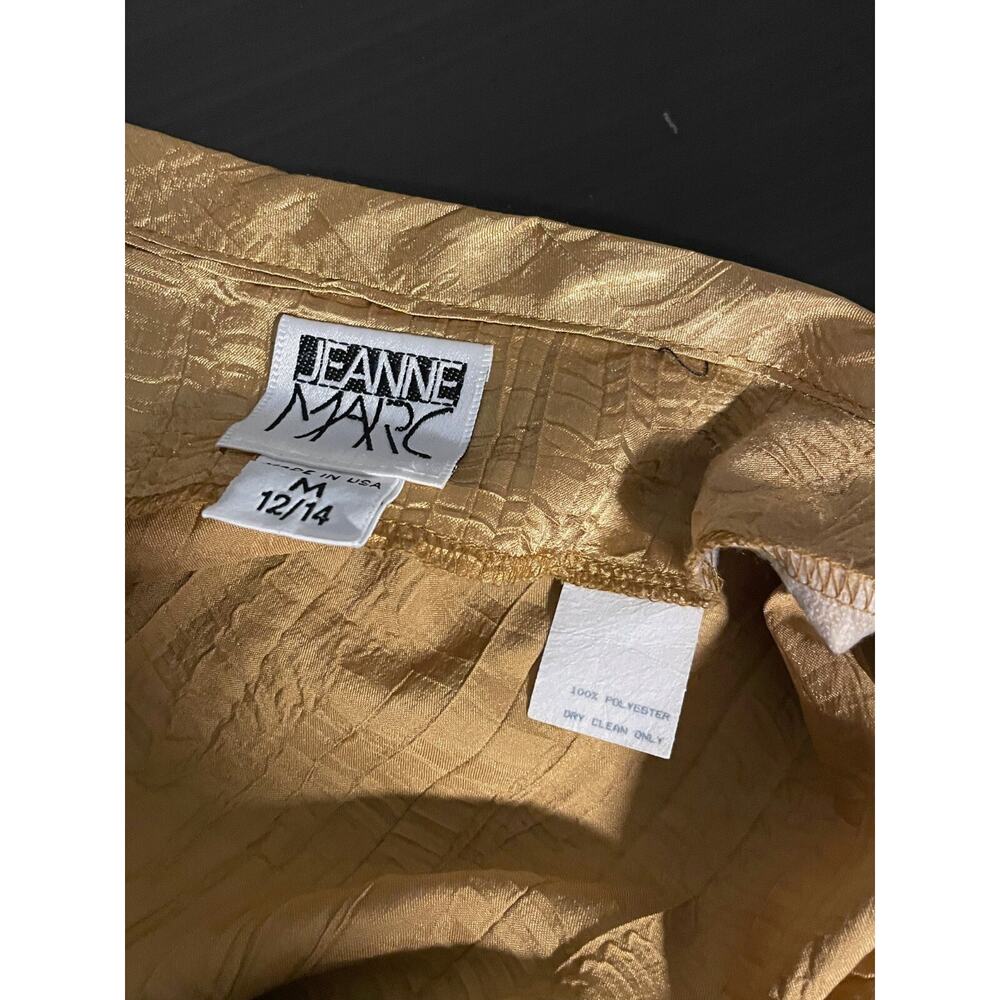 Vintage Jeanne Marc Womens Bodysuit Medium Gold Satin Sleeveless Designer 80s - Picture 3 of 7